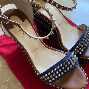 authentic christian louboutin madmonica spike wedge sandals